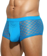 Men's Sexy Breathable Mesh Boxer Briefs Trunks with Open Fly Pouch