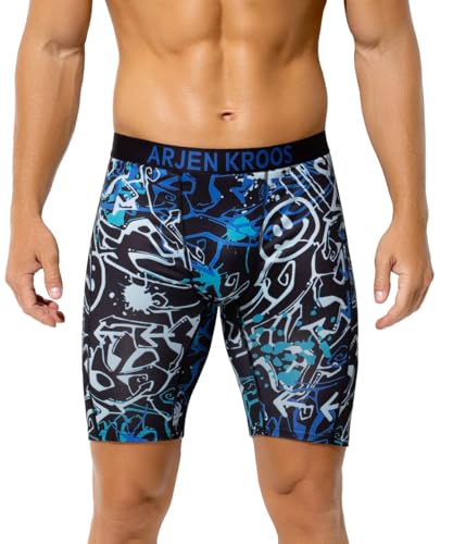 Men's Compression Shorts Athletic Workout Running Performance Underwear Long Boxer Briefs