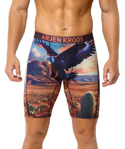Men's Compression Shorts Athletic Workout Running Performance Underwear Long Boxer Briefs