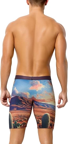Men's Compression Shorts Athletic Workout Running Performance Underwear Long Boxer Briefs