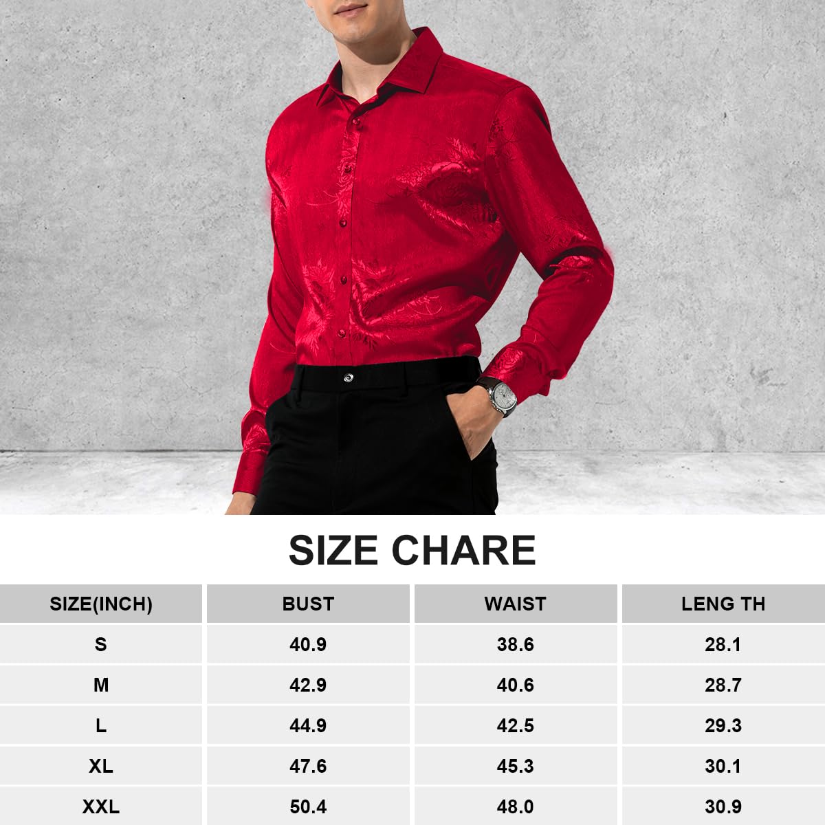 Men’s Silk Like Satin Formal Shirts Jacquard Shiny Luxury Shirts