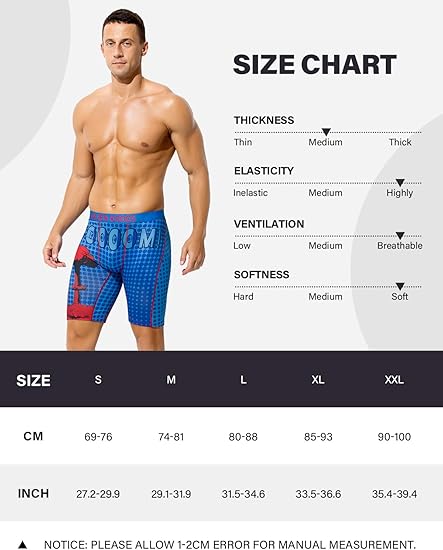 Men's Compression Shorts Athletic Workout Running Performance Underwear Long Boxer Briefs