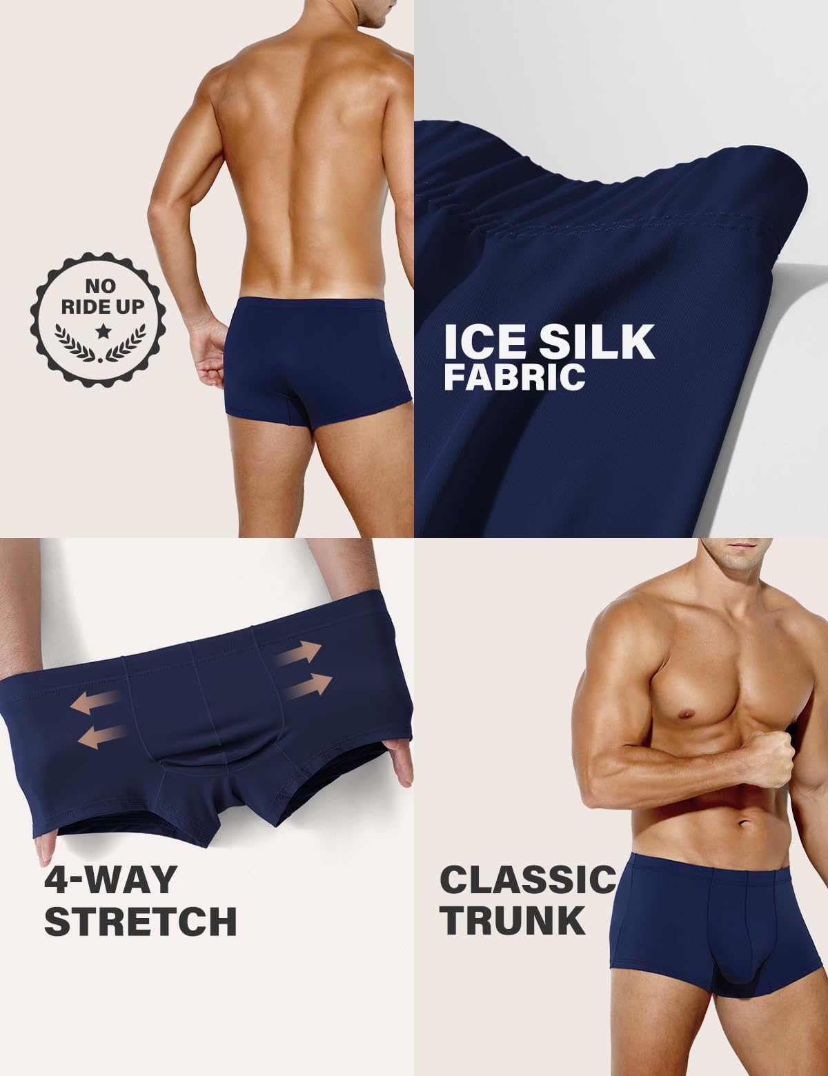Men's Sexy Silky Trunks Underwear Boxer Briefs