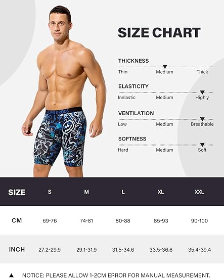Men's Compression Shorts Athletic Workout Running Performance Underwear Long Boxer Briefs