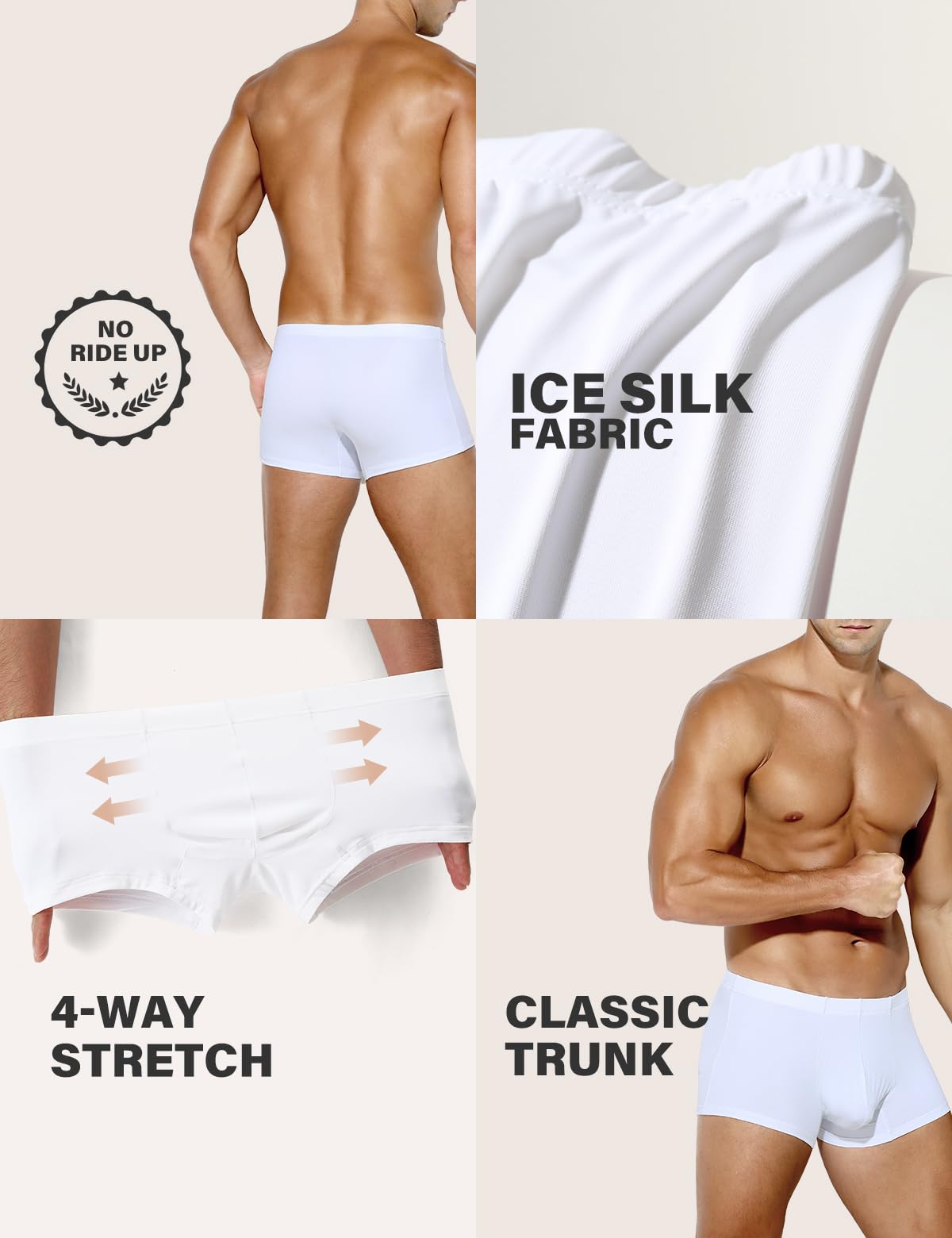Men's Sexy Silky Trunks Underwear Boxer Briefs