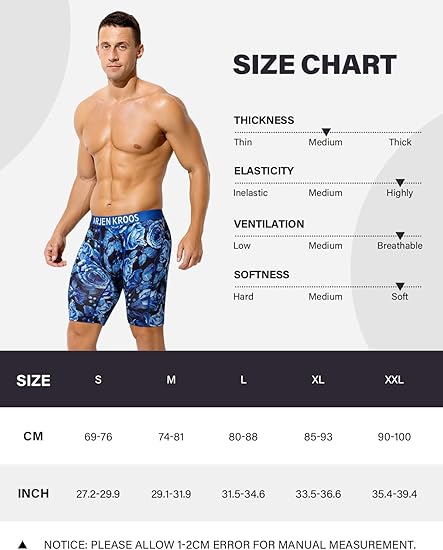 Men's Compression Shorts Athletic Workout Running Performance Underwear Long Boxer Briefs
