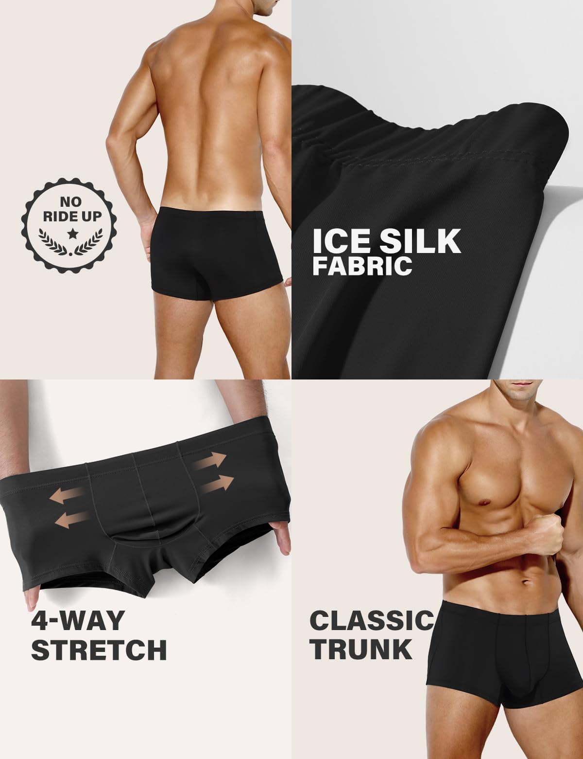 Men's Sexy Silky Trunks Underwear Boxer Briefs