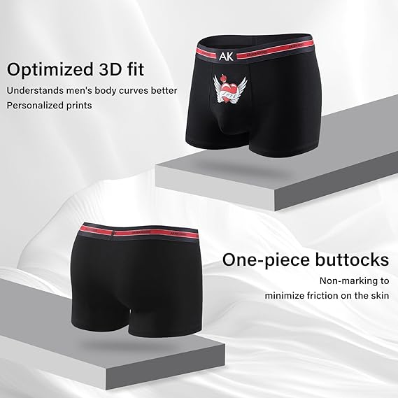 Men's Valentines Funny Novelty Underwear Trunks Sexy Cotton Boxer Briefs for Men