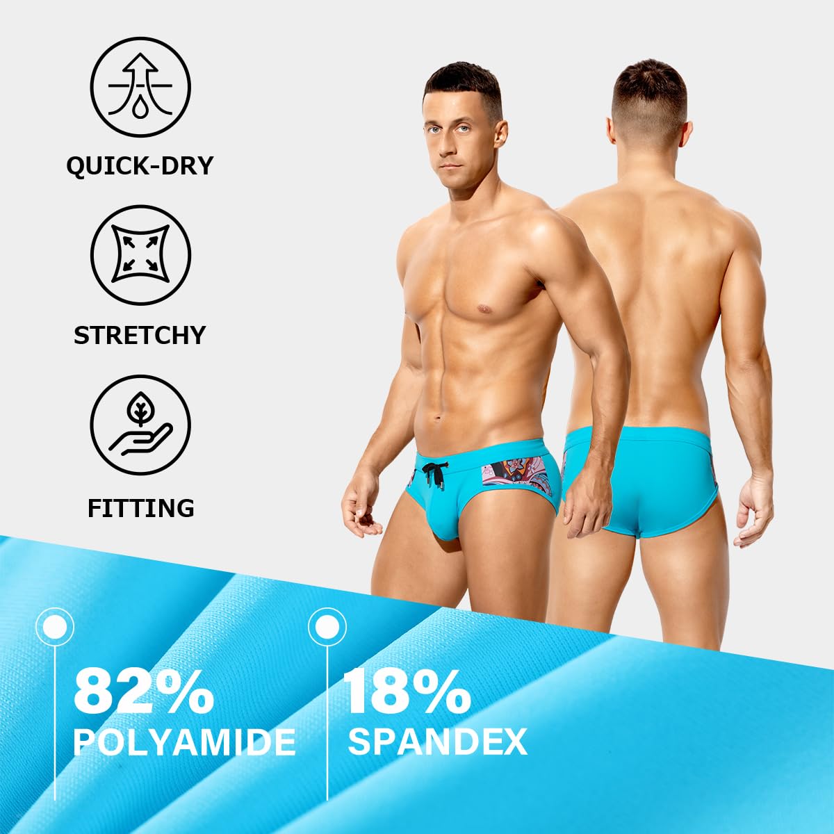 Men's Swimsuit Printed Swim Briefs Pattern Bikini Swimwear