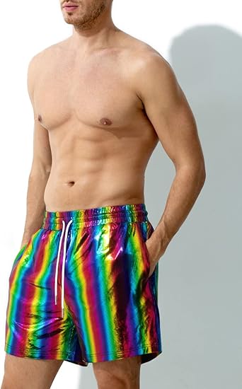 Arjen Kroos - Men's Metallic Shorts Sexy Rave Hot Short with Side Pockets and Drawstrings - Arjen Kroos - Rainbow - AK311234XS
- AK311232XS
#color_rainbow