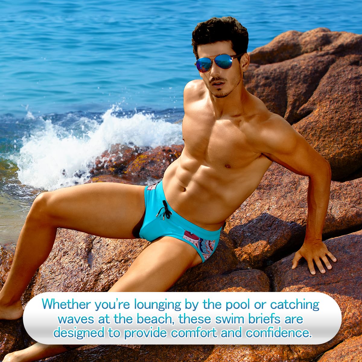 Men's Swimsuit Printed Swim Briefs Pattern Bikini Swimwear