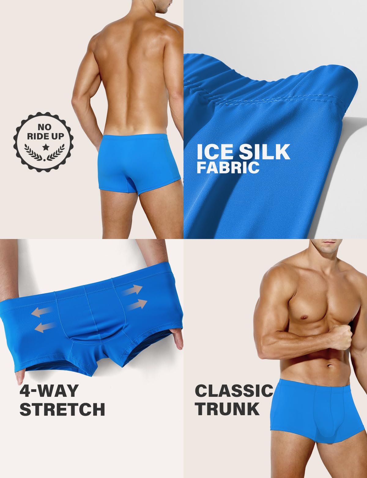 Men's Sexy Silky Trunks Underwear Boxer Briefs