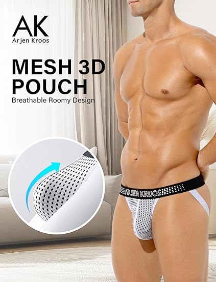 Men's Jock Strap Underwear Sexy Mesh Dotted Jockstraps Athletic Supporters for Men