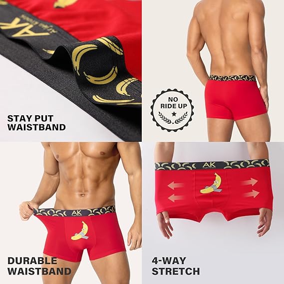 Men's Valentines Funny Novelty Underwear Trunks Sexy Cotton Boxer Briefs for Men