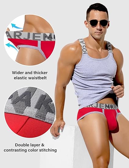 Men's Cotton Sport Briefs Sexy Low Rise Briefs Athletic Pouch Underwear