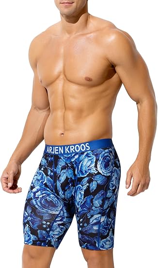 Men's Compression Shorts Athletic Workout Running Performance Underwear Long Boxer Briefs