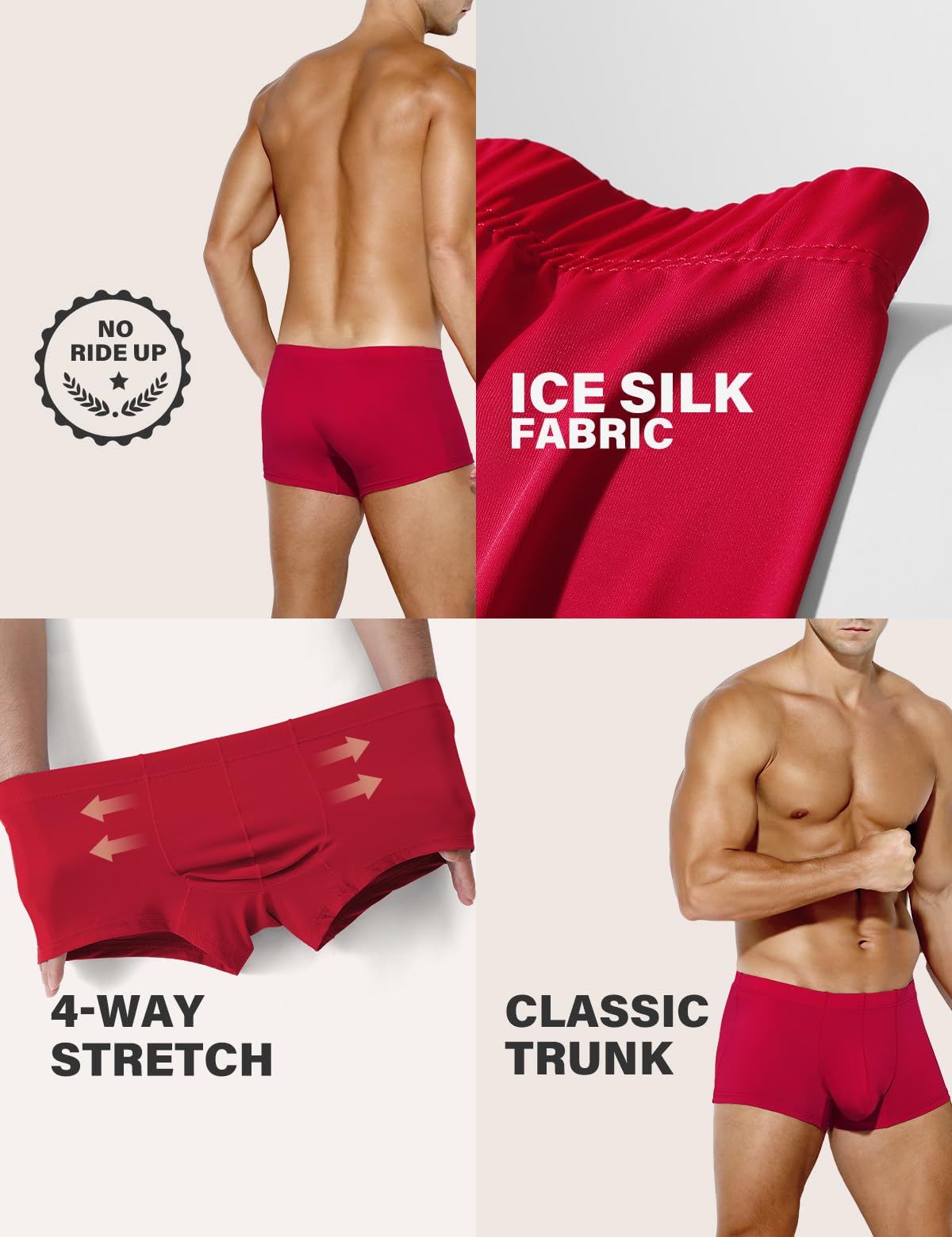 Men's Sexy Silky Trunks Underwear Boxer Briefs