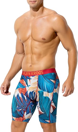 Men's Compression Shorts Athletic Workout Running Performance Underwear Long Boxer Briefs