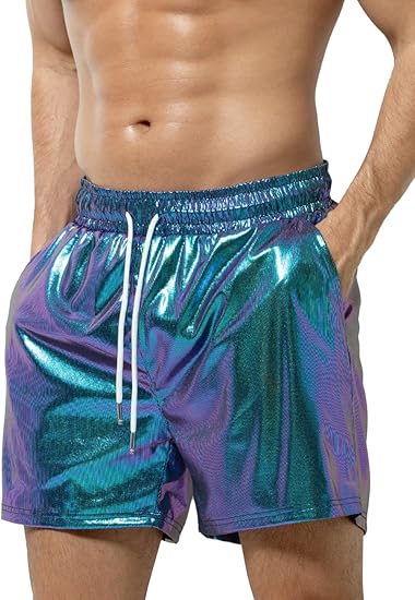 Men's Metallic Shorts Sexy Rave Hot Short