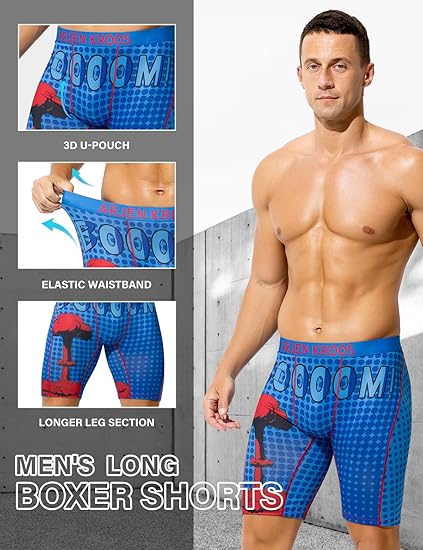 Men's Compression Shorts Athletic Workout Running Performance Underwear Long Boxer Briefs