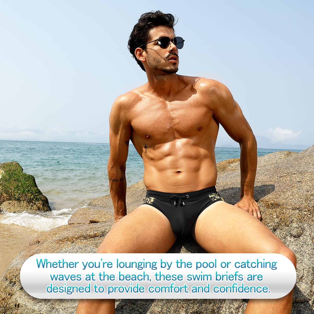Men's Swimsuit Printed Swim Briefs Pattern Bikini Swimwear