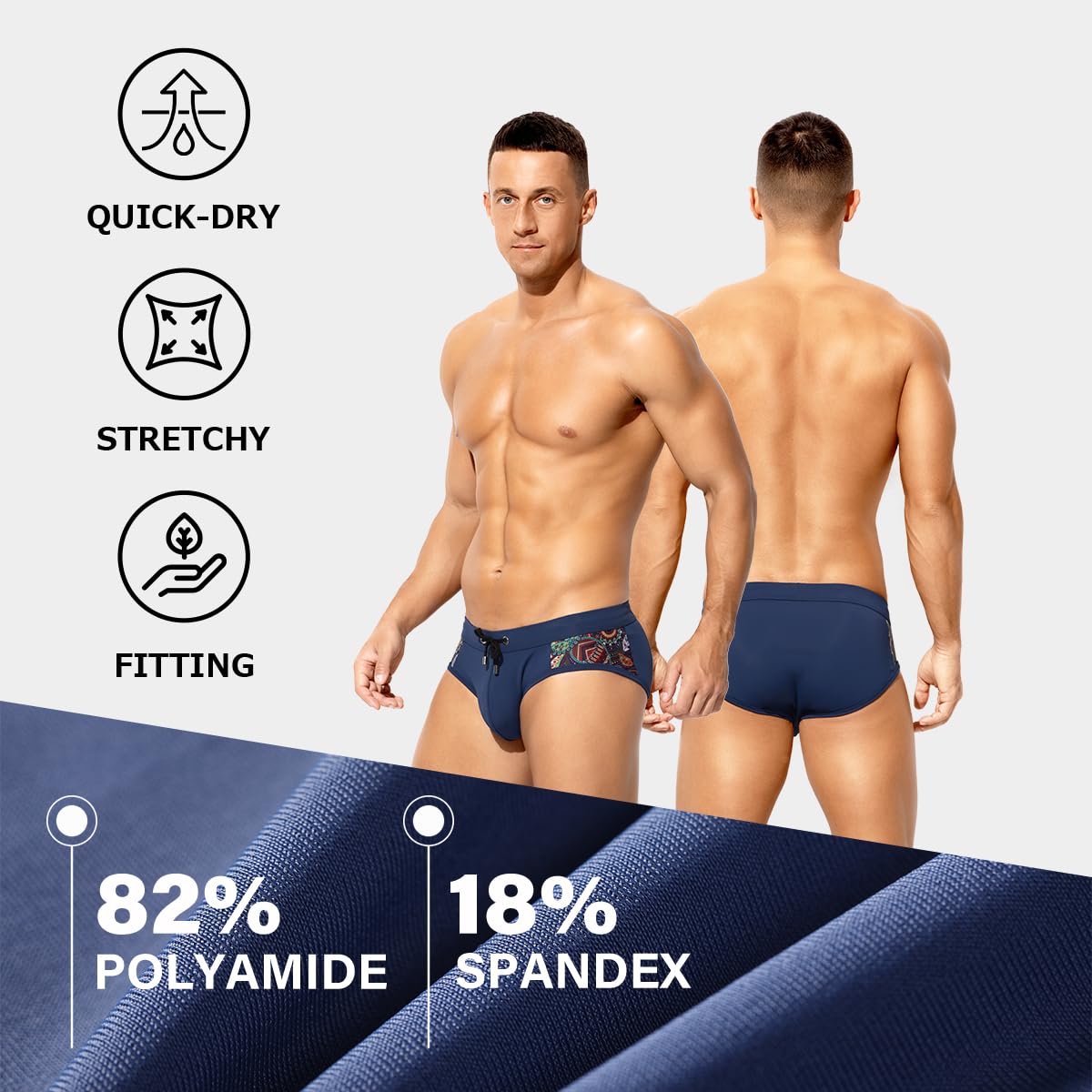 Men's Swimsuit Printed Swim Briefs Pattern Bikini Swimwear