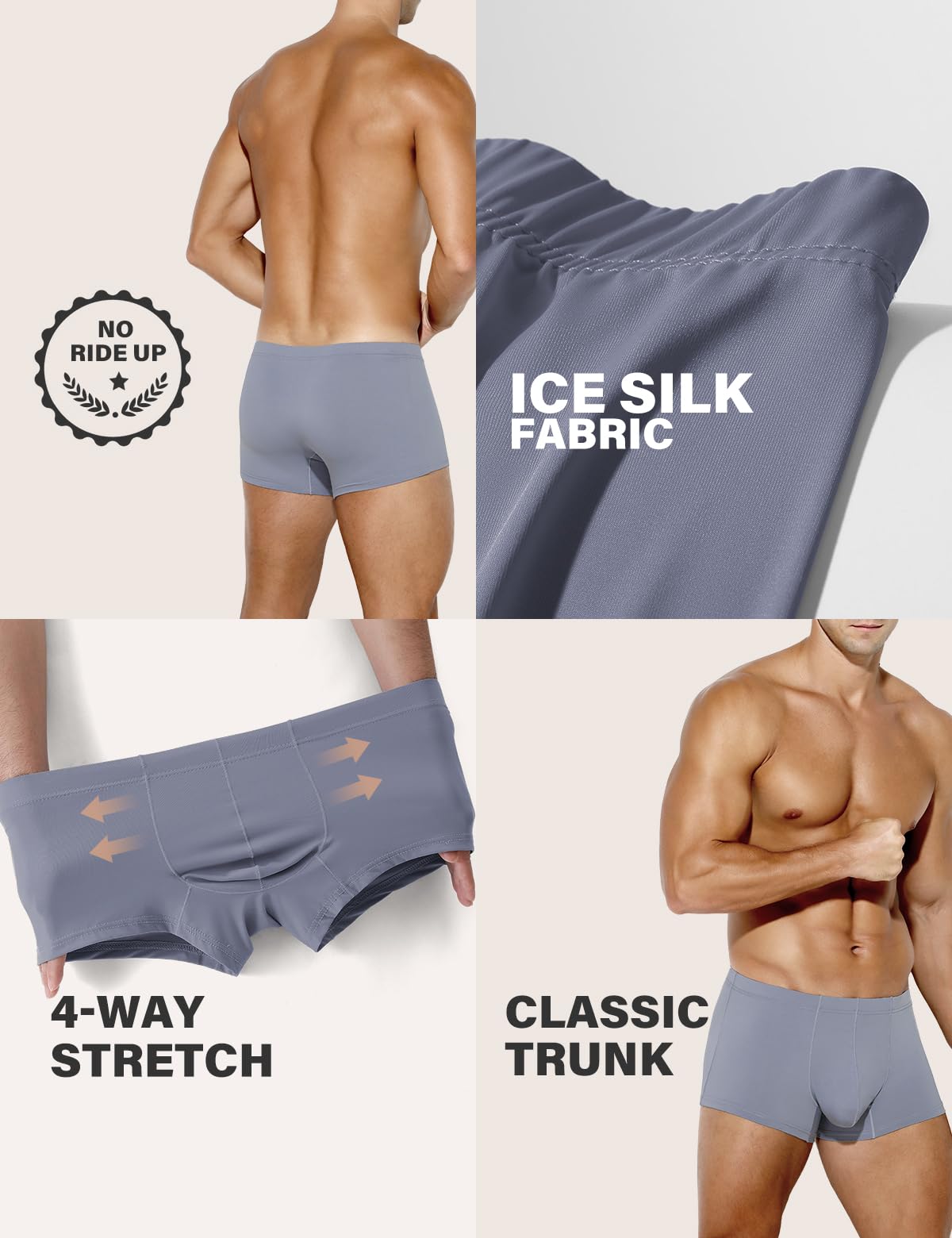 Men's Sexy Silky Trunks Underwear Boxer Briefs