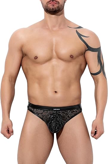 Men's Lace Thong - Sexy Sheer Mesh T-back Bikini Briefs