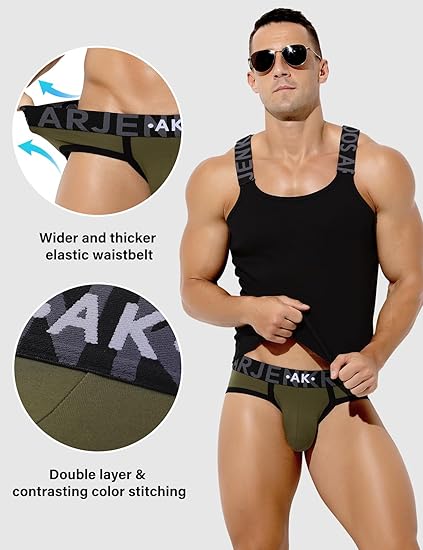 Men's Cotton Sport Briefs Sexy Low Rise Briefs Athletic Pouch Underwear