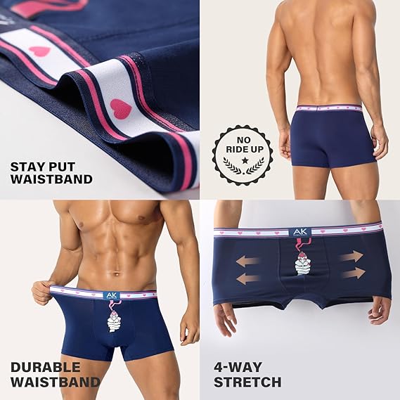 Men's Valentines Funny Novelty Underwear Trunks Sexy Cotton Boxer Briefs for Men