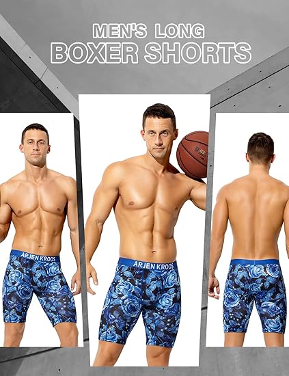 Men's Compression Shorts Athletic Workout Running Performance Underwear Long Boxer Briefs