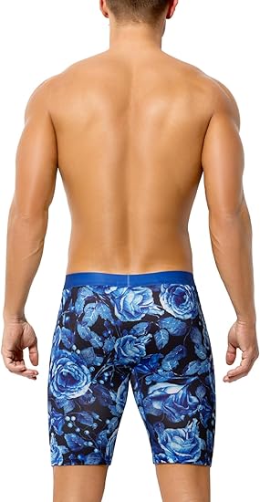 Men's Compression Shorts Athletic Workout Running Performance Underwear Long Boxer Briefs