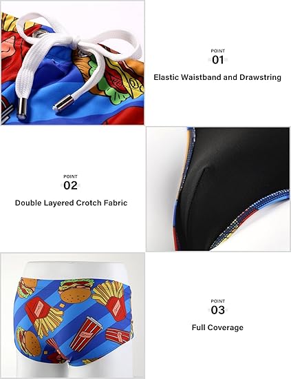 Mens Swim Briefs Swimsuit Beach Print Shorts