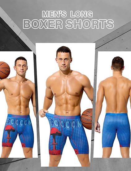 Men's Compression Shorts Athletic Workout Running Performance Underwear Long Boxer Briefs