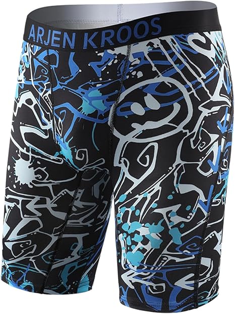 Men's Compression Shorts Athletic Workout Running Performance Underwear Long Boxer Briefs