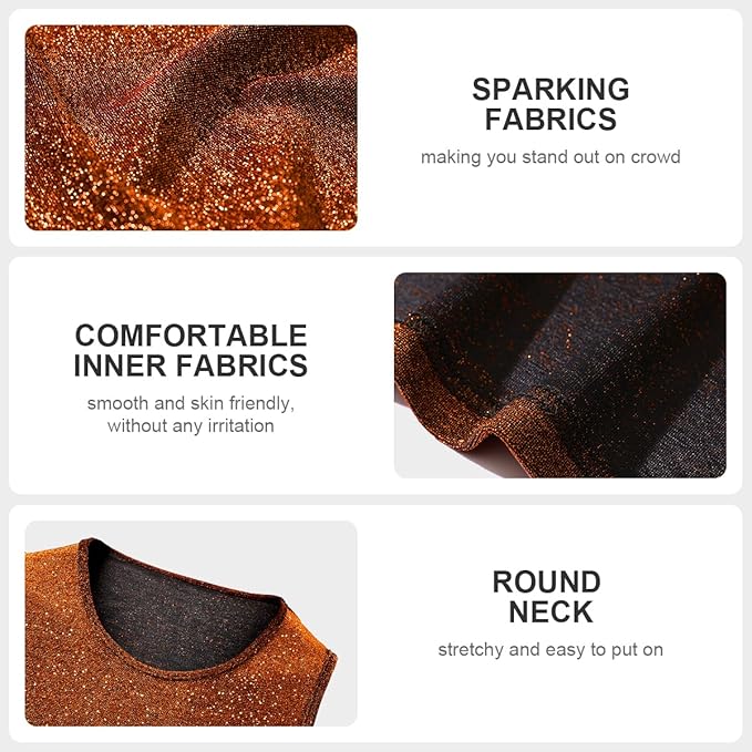 Men's Sequin Tank Top, Gold Glitter Rave Sleeve Shirts, Sparkly Disco Mens Vest