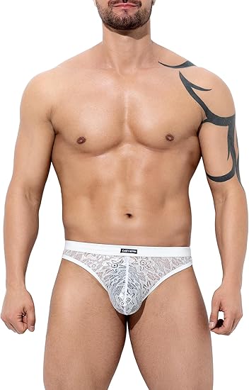 Men's Lace Thong - Sexy Sheer Mesh T-back Bikini Briefs