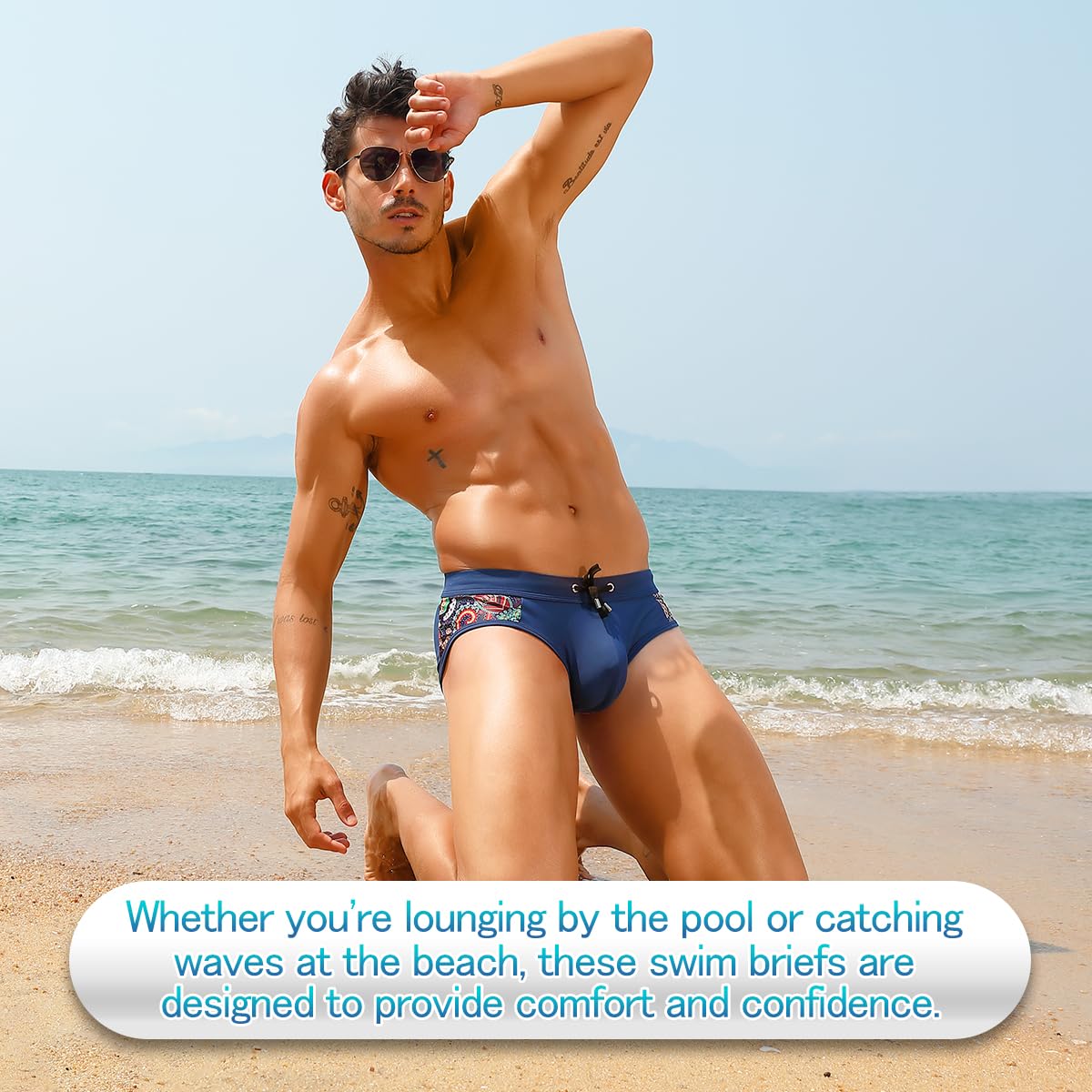 Men's Swimsuit Printed Swim Briefs Pattern Bikini Swimwear