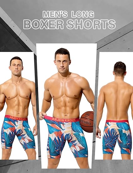 Men's Compression Shorts Athletic Workout Running Performance Underwear Long Boxer Briefs