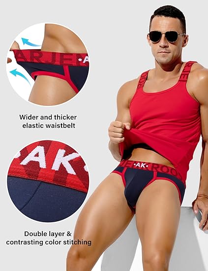 Men's Cotton Sport Briefs Sexy Low Rise Briefs Athletic Pouch Underwear