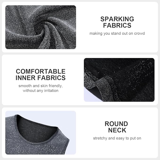 Men's Sequin Tank Top, Gold Glitter Rave Sleeve Shirts, Sparkly Disco Mens Vest