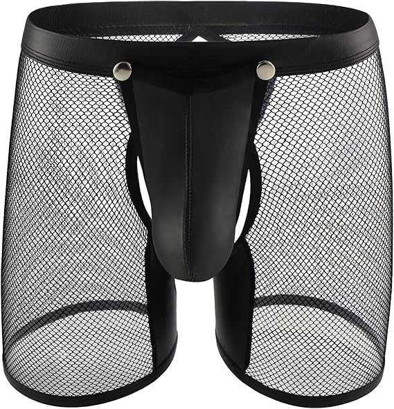Mesh Boxer Briefs Sexy Underwear for Men Lingerie with Detachable 3D Pouch