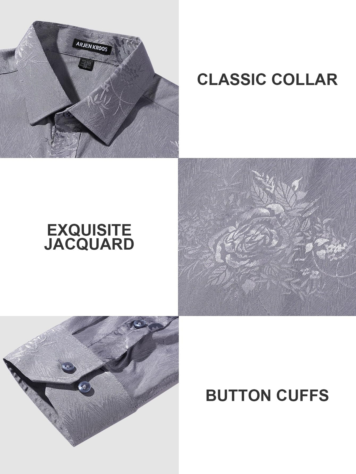 Men’s Silk Like Satin Formal Shirts Jacquard Shiny Luxury Shirts