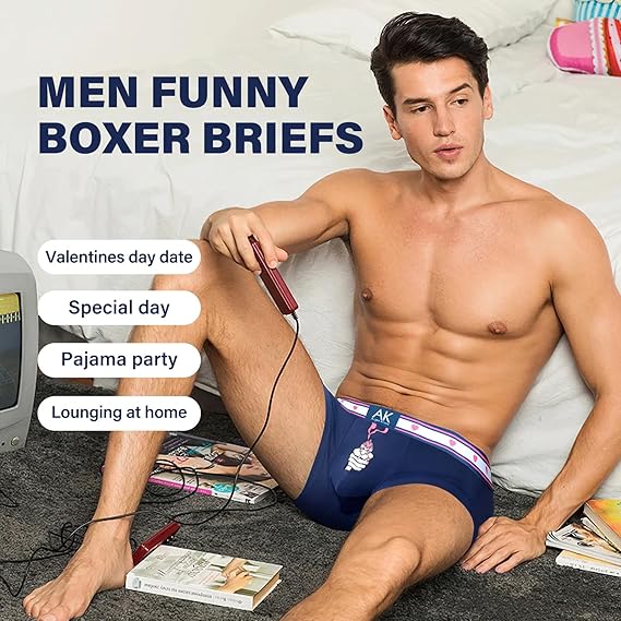 Men's Valentines Funny Novelty Underwear Trunks Sexy Cotton Boxer Briefs for Men