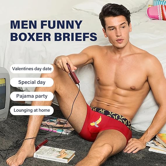 Men's Valentines Funny Novelty Underwear Trunks Sexy Cotton Boxer Briefs for Men