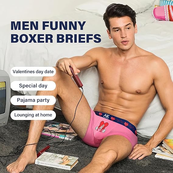 Men's Valentines Funny Novelty Underwear Trunks Sexy Cotton Boxer Briefs for Men