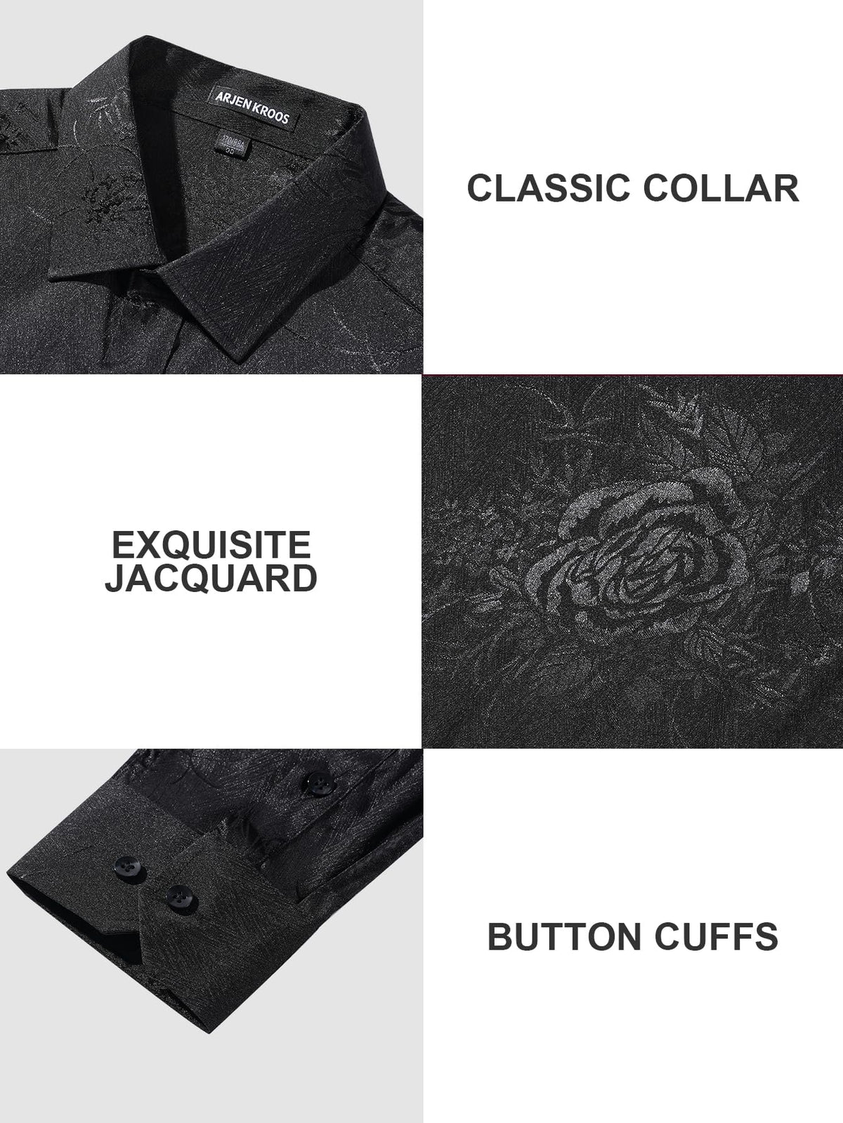 Men’s Silk Like Satin Formal Shirts Jacquard Shiny Luxury Shirts