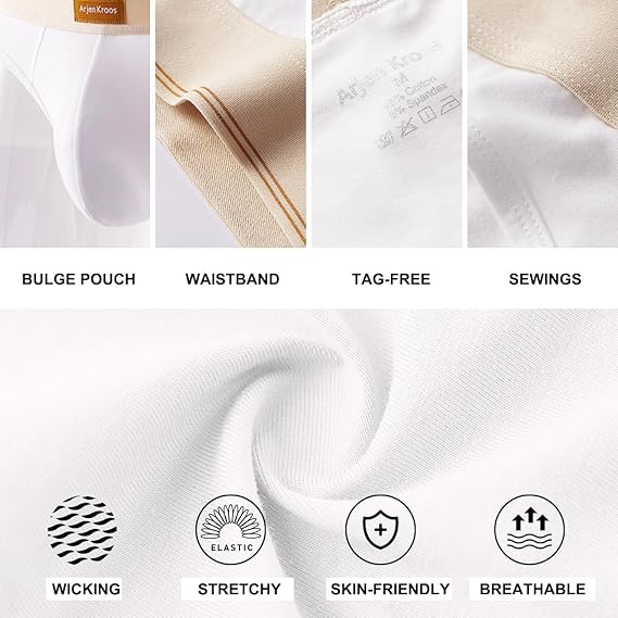 Arjen Kroos - Arjen Kroos Men's Cotton Underwear Moisture Wicking Briefs Anti - chafing Underpants - Arjen Kroos - White - AK303302S
#color_white