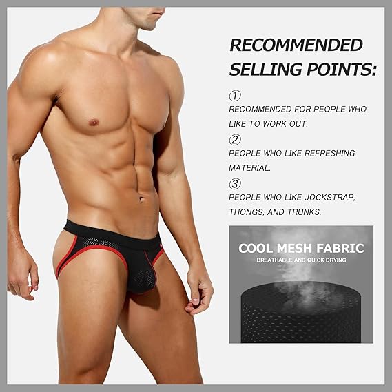 Arjen Kroos - Men's Jockstrap Sexy Mesh Jock Strap Athletic Underwear - Arjen Kroos - Black - AK700301S
#color_black