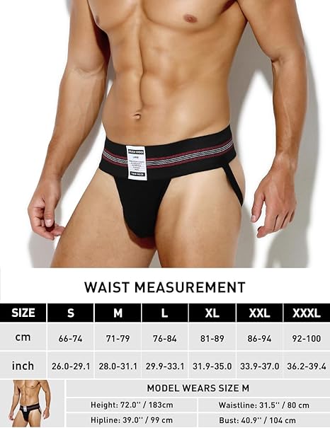 Men's Jockstrap Underwear Athletic Supporter Sports Briefs with Leg Strap